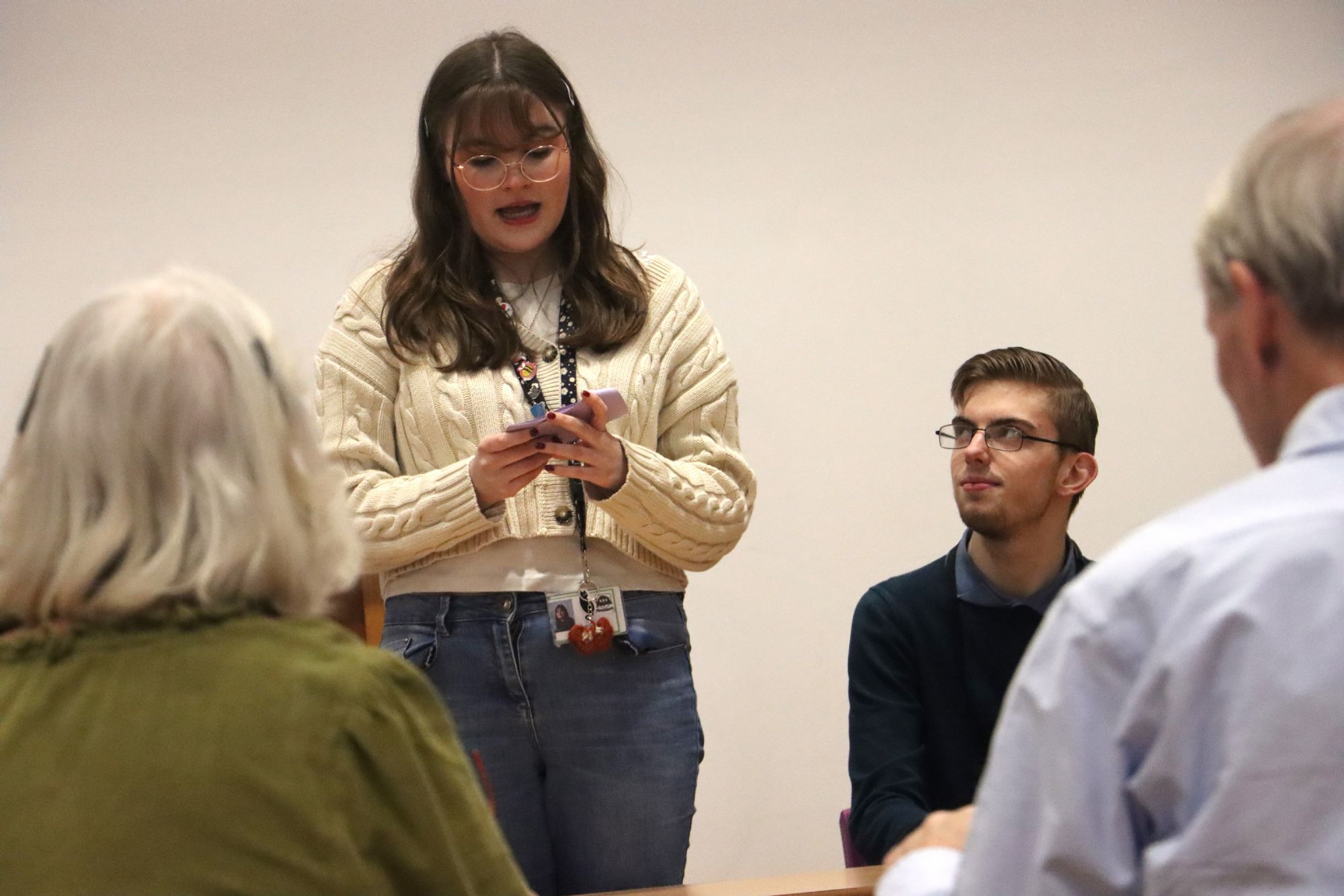 Heidi debating in the final