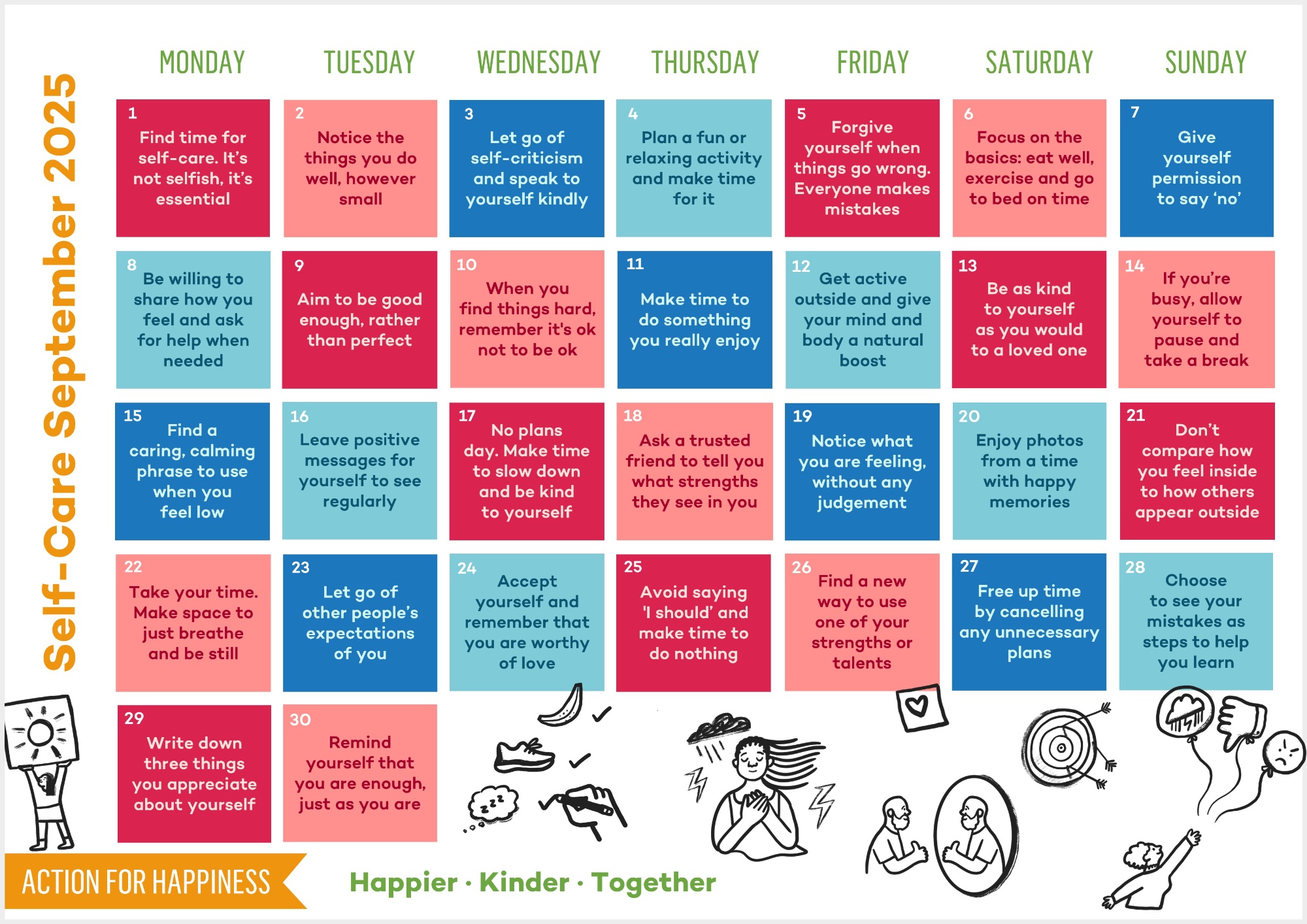 September Self Care calendar