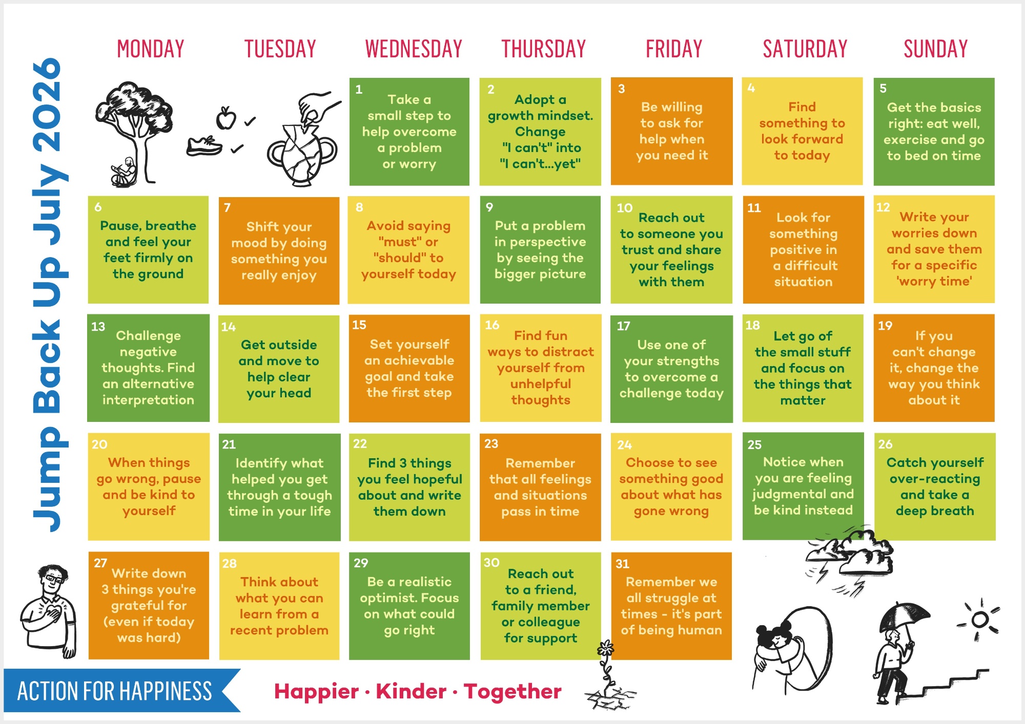 July wellbeing calendar - Jump Back Up July wellbeing calendar - Jump Back Up