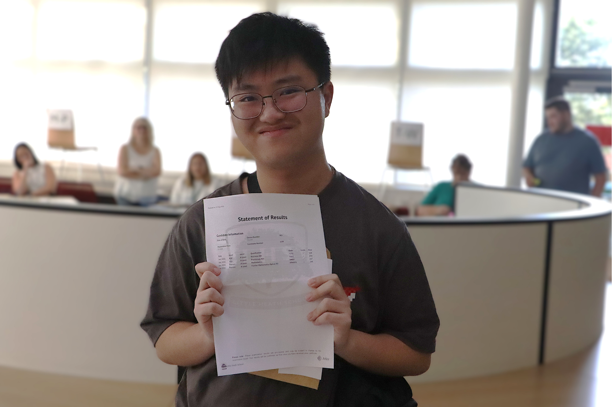 A level Student opens their results